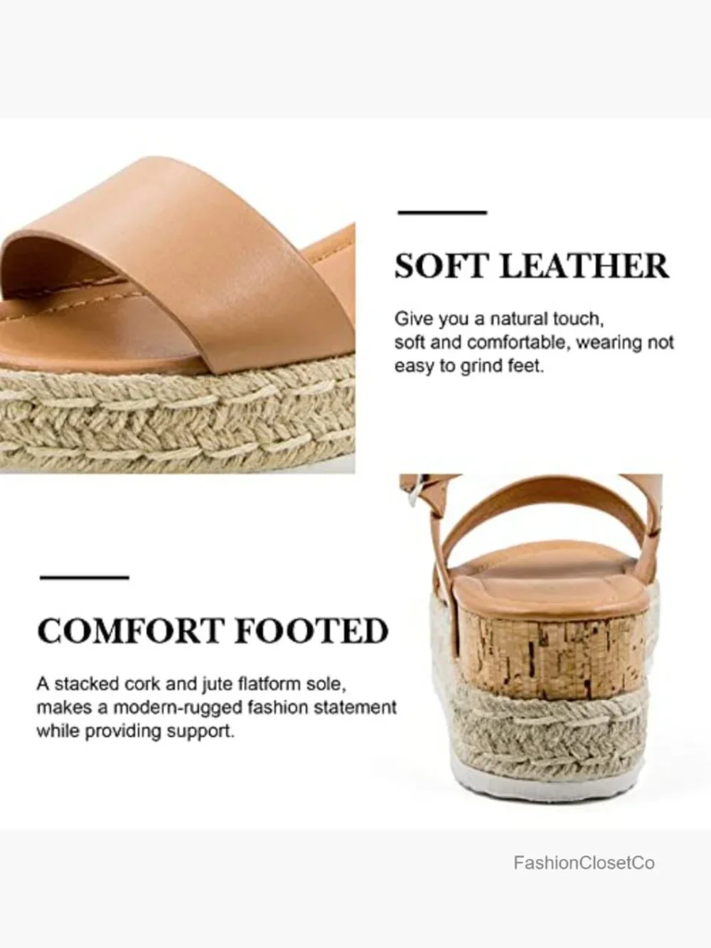 Women's Espadrilles Wedge Sandals Ankle Strap Buckle Platform Sandals Open Toe